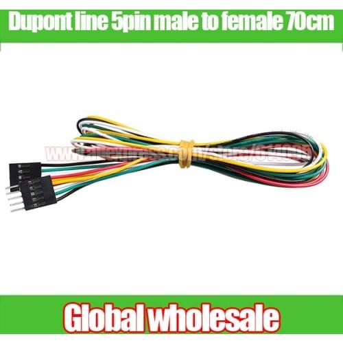 15pcs 70cm Dupont line 5P male-female / color Ribbon cable 5pin female - male DuPont Plug Cable