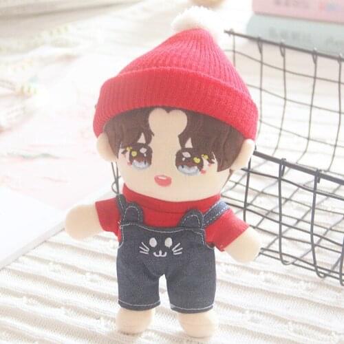 20cm Baby Doll Plush Dolls Clothes Knitted hat Sweater eyeshade Stuffed Toys Dolls Accessories for Korea Kpop EXO Idol Dolls