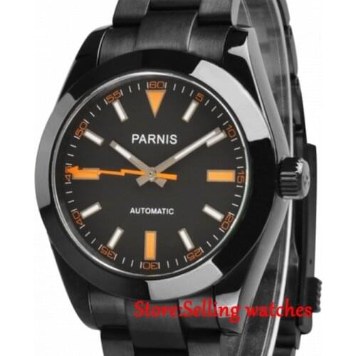 40mm Parnis PVD case Black Dial Sapphire Glass Milgauss Style Miyota Automatic Men Watch