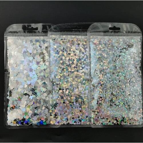 50G Laser Sliver Sequins Holographic Chunky Nail Glitter Paillettes Eo-Friendly Sparkly Flakes Slices Manicure Nails Art Decorat