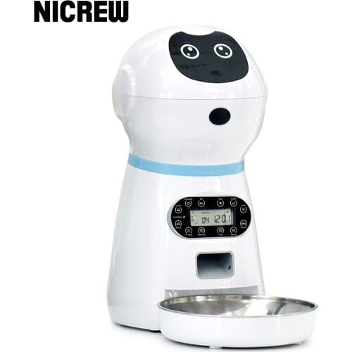NICREW Automatic Dog bowls pet Feeder Food Dispenser Auto Feeder Dog Cat Drinking Bowl Voice Recording LCD Screen Dry Food Bowls