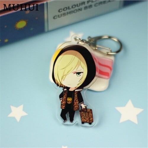 Free shipping 16 Styles Anime YURI!!! on ICE Keychain Victor Nikiforov Yuri Katsuki Acrylic Keyring Chaverio Llavero B092