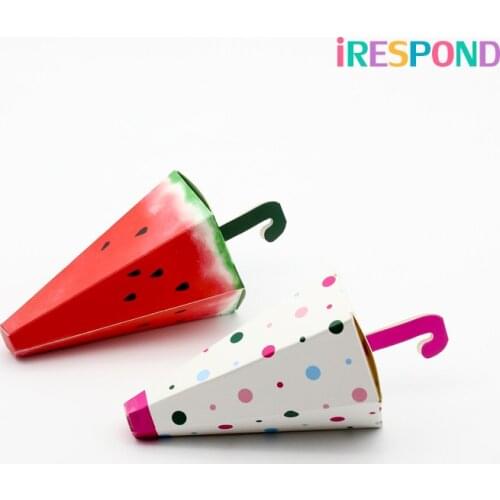 300PCS Umbrella Shape Candy Box Kids Birthday Favor Deco Cookies Chocolate Sweets Paper Gift Boxes Packaging Dots Watermelon