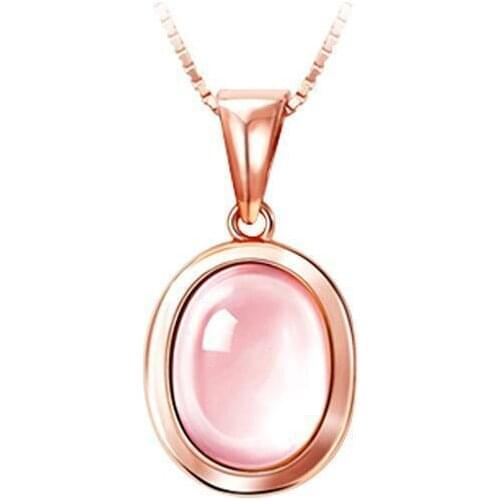 European Female Short Fashion Natural Hibiscus Stone Pendant Chain Rose Gold Bone Powder(alone Without Pendant Necklace)