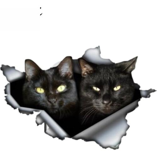 Black Cat Sticker Torn Metal Bumper Decal Funny Car Stickers Window Trunk Animal 3D Car Styling 13cm*9cm