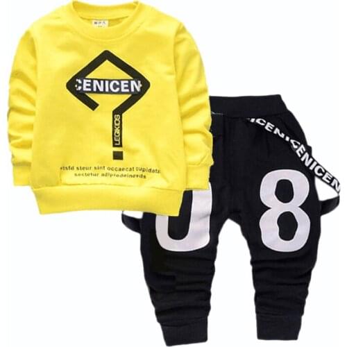 Cool Boys Girls 0-3 Years Suit Spring Autumn Newborn Letter digital Pattern 2pcs set Kids Clothes Toddler Children Fashion Suit
