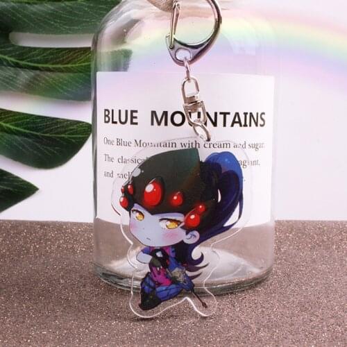 Game Overwatch Keychain Cosplay D.VA Mei Genji Hanzo Keyring Cartoon Figure Acrylic Double Pendant Charm Jewelry Bag Car Trinket
