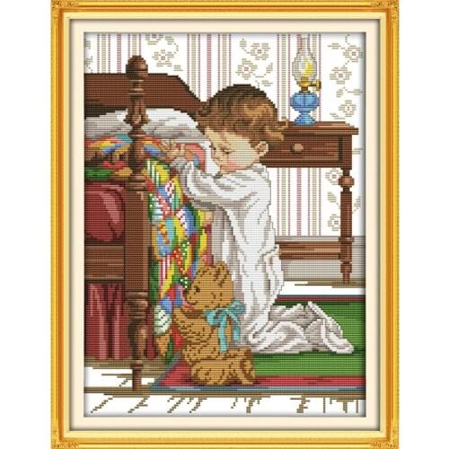 Everlasting Love Pray Beside The Bed Chinese Cross Stitch Kits Ecological Cotton Stamped DIY Christmas Gift Wedding Decoration
