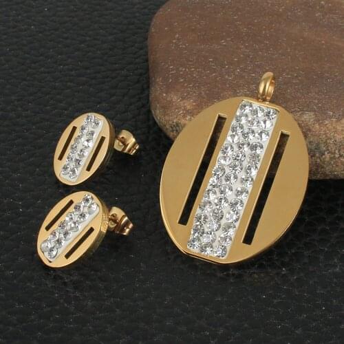 Fashion Stainless Steel Jewelry Sets For Women Gold Color Pendants And Earrings SDNZAOCA