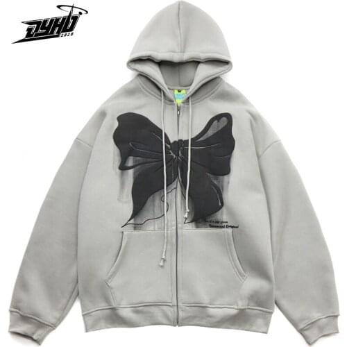 Mens Oversized Harajuku Vintage Hoodie Bowknot Print Pullover 2021 Autumn Streetwear Hoodie Cotton Pullover Hooded Sweatshirt