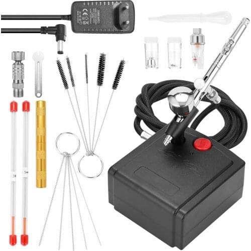 Professional Airbrush Set for Model Making Art Painting with Air Compressor+Power Adapter Airbrush Golden Airbrush Needle Tool