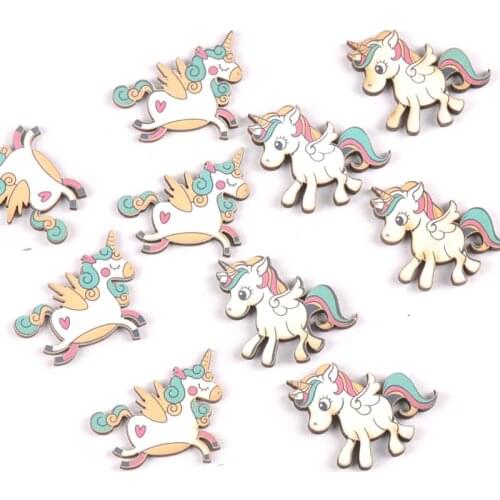 20Pcs mix Single-horned horse wood slices DIY Craft Scrapbooking Accessories for Home Decor Unfinished wooden Ornament m2181