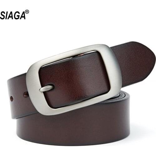 Brand Design Sliver Buckle Belt Top Quality Pure Cow Cowhide Leather Belts for Women Retro Female Accessories Jean FCO226