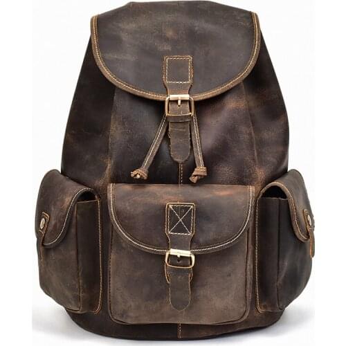 Men Women Cow Leather Knapsack for School Casual Daypack for Man Woman Genuine Leather Bagpack Men Stylish Travel Backpack
