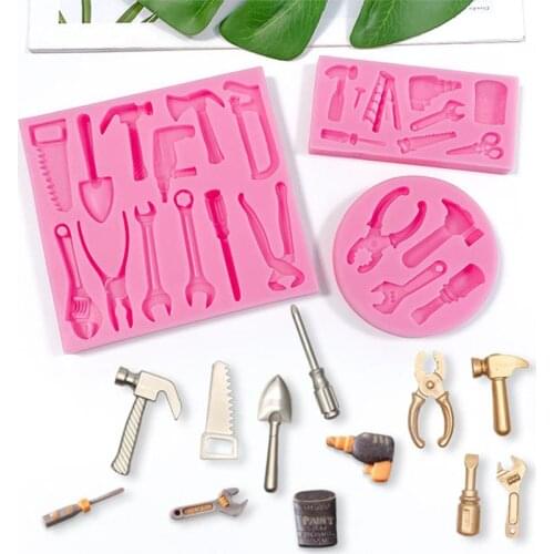 Construction Tools Fondant Silicone Molds Chocolate Candy Sugarcraft Cupcake Topper Cookie Decorating Epoxy Resin Soap Clay Wax