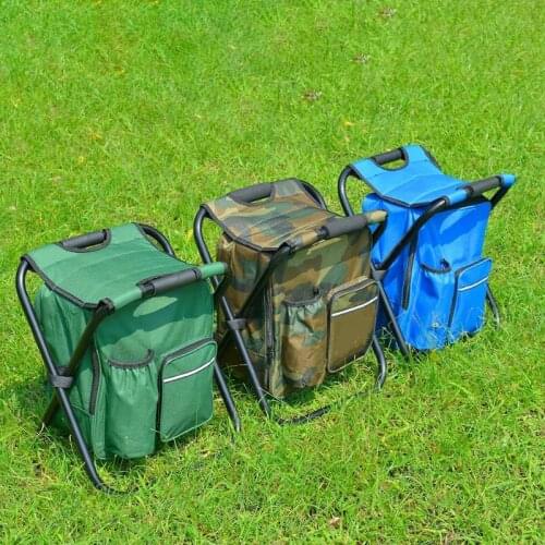 Outdoor Fishing Chair Portable Folding StoolCamping Stool Portable Backpack Cooler Insulated Picnic Bag Hiking Seat Table Bag