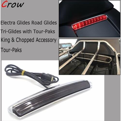 LED Motorcycle Chrome Plated Tour-Pak Cover Light For Harley Electra Glide Low CVO Road Glide Ultra Limited Low Tri Glide 2014
