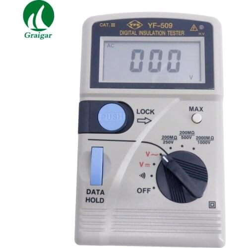 Tenmars YF-509 Insulation Tester Range 0V to 1000V with 3-1/2 Digit LCD Display