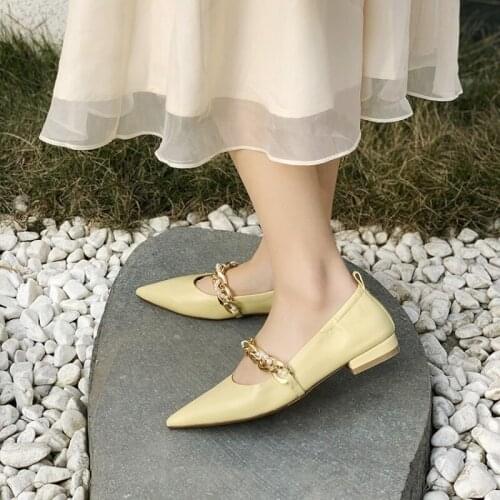 Flat Shoes, Womens Leather Shoes, Single Shoes, Small Pointed-toe Pumps, Pearl Models, Ladies, Fan, Spring New Flat Heels