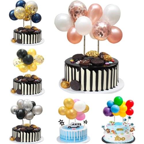 13Pcs/Set 5inch Confetti Balloon Cake Toppers Birthday Party Wedding Christmas Decoration Baby Shower Cake Topper Flags Supplies