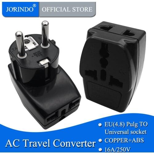 JORINDO Universal European KR EU Plug Adapter AU UK American US To EU German Travel Adapter Electrical Plug Power Sockets Outlet