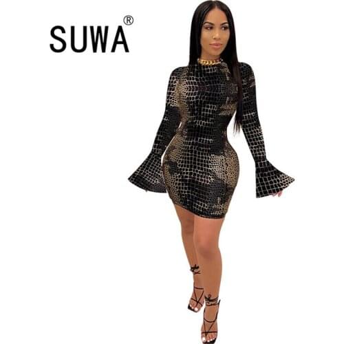 Evening party club bodycon mini dress o neck long sleeve tie dye dress new fashion autumn spring clothes femme retro dress