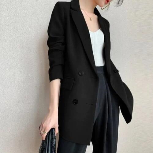 2021 Spring Autumn Coats New Womens suit jacket Slim Double Breasted Tide Outwear Casual Suit Fashion Temperament Top Female