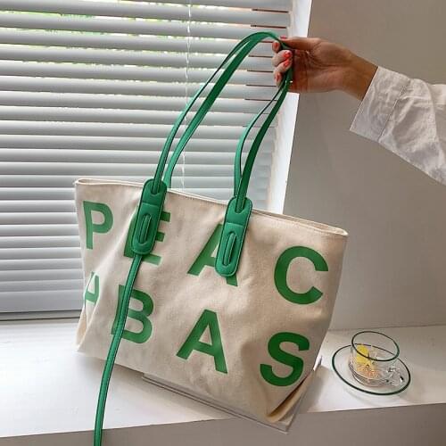 Large-Capacity Canvas Tote Bag Handbags Purse Womens Shopping Bag 2021 Winter Fashion New Style All-Match Simple Shoulder Bag