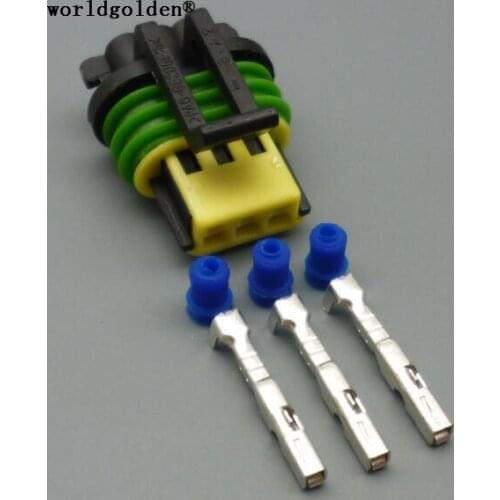 Worldgolden 3 Pin 1.5mm Wire Harness Connector Motorcycle Plug Female Automotive Socket