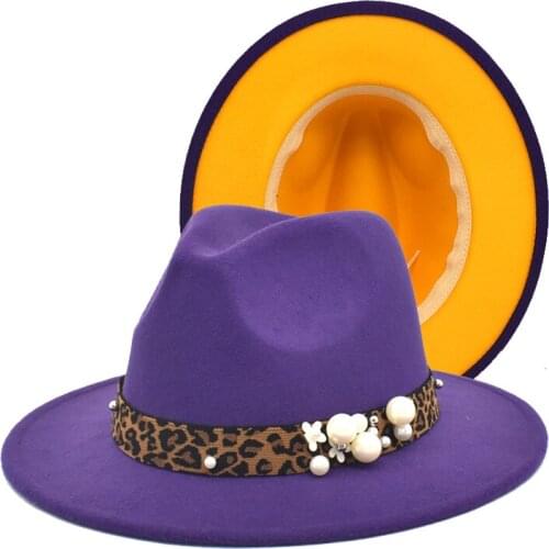 FUODRAO New Colors Patchwork Fedoras Hat Women Wool Felt Wide Brim Jazz Hat British Classic Cowboy Hat Dropshipping F162