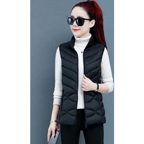 Women Cotton Vests 2021 Autumn and Winter Sleeveless Coat Stand-up Collar Waistcoat Plus Size Vest women