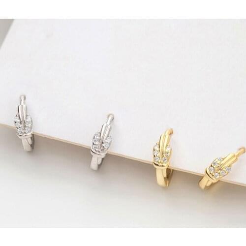 WTLTC 925 Sterling Sliver Knotted Hoop Earrings for Women Chic Small Zircon Earrings Hoops Simple Geometric Charms Earrings 1cm