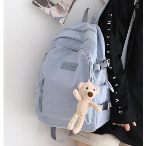 Female College Blue Backpack Women Waterproof School Bags for Teenage Girls Korean Fashion 14inch Laptop Travel Backpacks Ladies