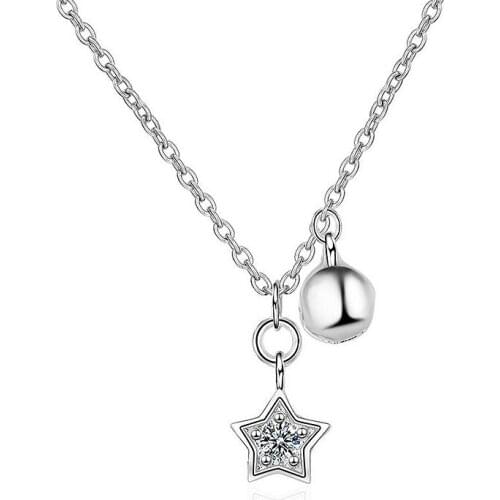 Shiny Rhinestone Tiny Star Bell Necklaces & Pendants For Women Silver Color Pendants Female Necklaces Fashion Party Jewelry Gift