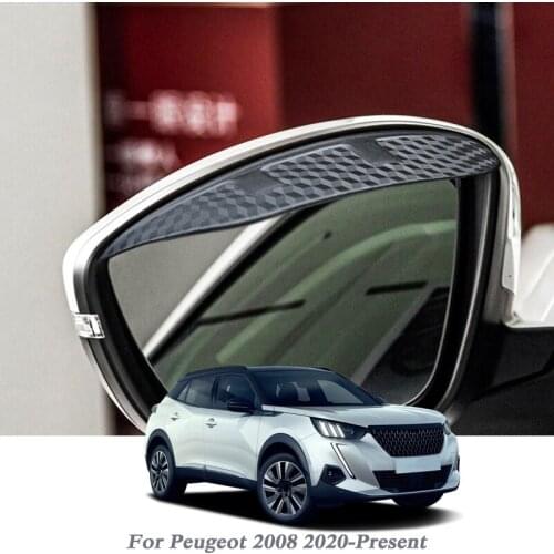 2pcs Car Rearview Mirror Rain Eyebrow Shield Snow Guard Sun Side Visor Shade Protector For Peugeot 2008 2020-Presen Auto Sticker