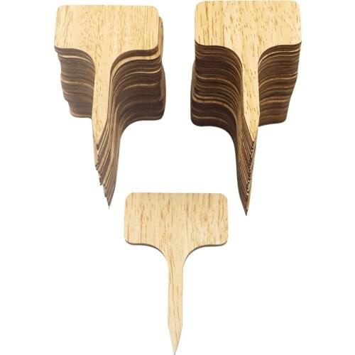 50pcs Wooden T-Shape Plant Labels Garden Seedlings Sign Tags Marker Sticks for Succulent Herbs Flowers Tray Seed Potted