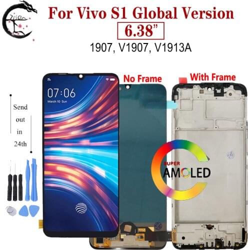 6.38" LCD With Frame For Vivo S1 Display Screen Global Version 1907 V1907 V1913A LCD Touch Sensor Digitizer Assembly Replacement
