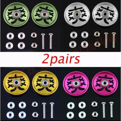 Free Shipping 2 Pairs 19mm Aluminum Alloy Guide Rollers For Tamiya Mini 4WD Car Model Light Weight Roller Spare Parts