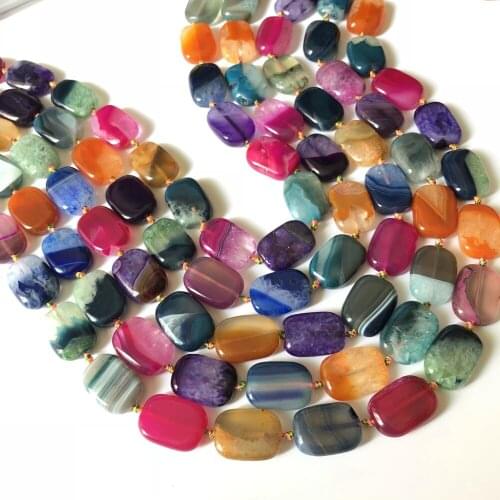 Multi Quartz Agat e Beads15x20mm Rectangle accessories Loose Gem Stone Jewelry Beads 5 stings/lot,15.5"/string