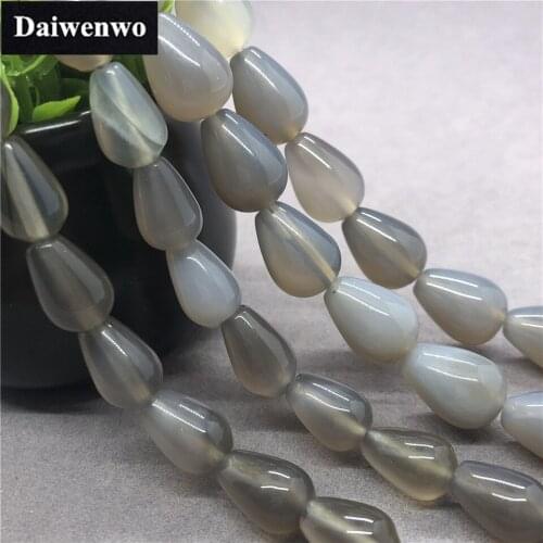 Gray Agate Onyx Drop Beads Natural Loose Stone Diy for Necklace Bracelet