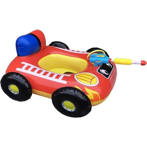 Kids Inflatable Cartoon Car Swimming Circle Floating Seat Water Gun Toys Baby Swimming Ring Summer Beach Water Hammock