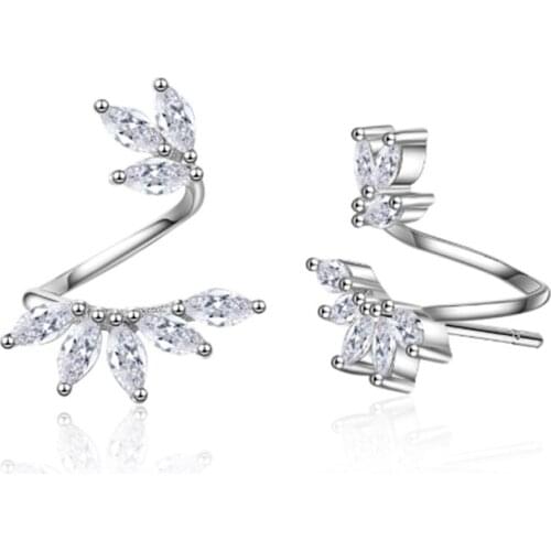 Design sense of small fresh personality temperament fashion crystal zircon flower silver plated stud earrings WE050