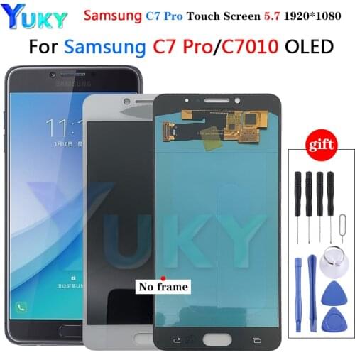 For Samsung Super oled Lcd Display Voor Samsung Galaxy C7010 C7 Pro SM-C7010Z C7pro Lcd Touch Screen Digitizer Vergadering LCD