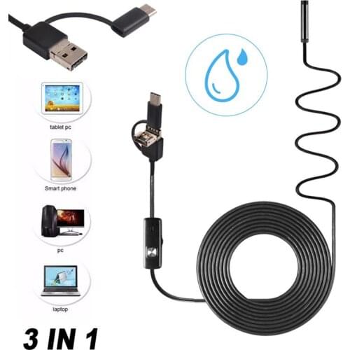 5.5mm Endoscoop Camera USB Endoscope HD Inspection Mini Camera 6 Adjustable LED Waterproof Borescope For Android Phone Windows