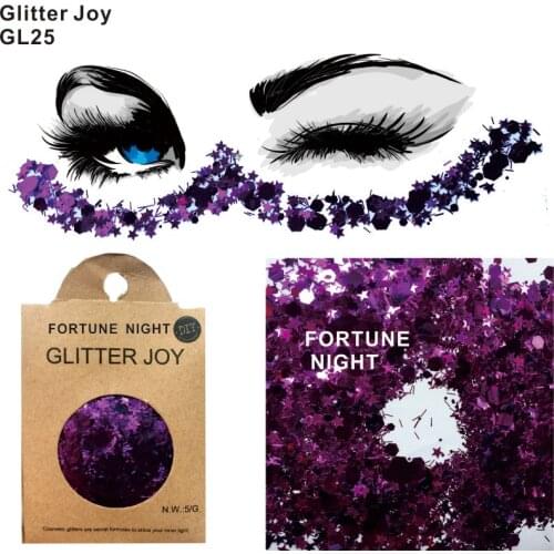 GL25 one pack of Fortune Night Violet Red Eye Glitter Face Body Sequins Decorations Festival Body Dance Makeup Body Art