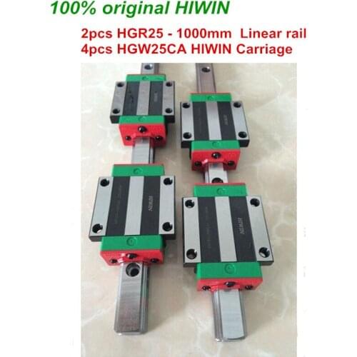 HGR25 HIWIN linear rail: 2pcs 100% original HIWIN rail HGR25 - 1000mm rail + 4pcs HGW25CA blocks for cnc router