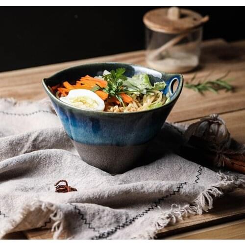 Japanese style ceramic glazed rice soup noodle ramen bowl family dining salad deepen big bowl tableware