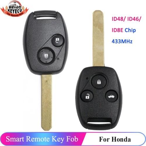 KEYECU 433MHz ID48 / ID46 / ID8E Chip Remote Key 2 / 3 Button for Honda Accord CRV Jazz HRV Civic Stream 2003 2004 2005 2006