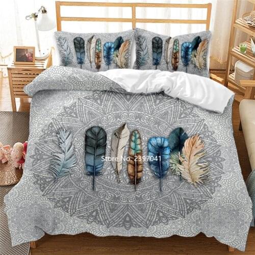 2-3 Piece Feather Bedding Set High Quality Comfortable Down Duvet Covered Pillow Cover Adult Home Decor Queen King Full Size