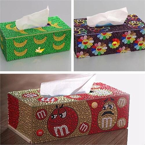 Diamond Painting Tissue box Three-dimensional Handmade Art Cosmetic Tissue Dispenser Childrens DIY Puzzle Cartoon Home Decor